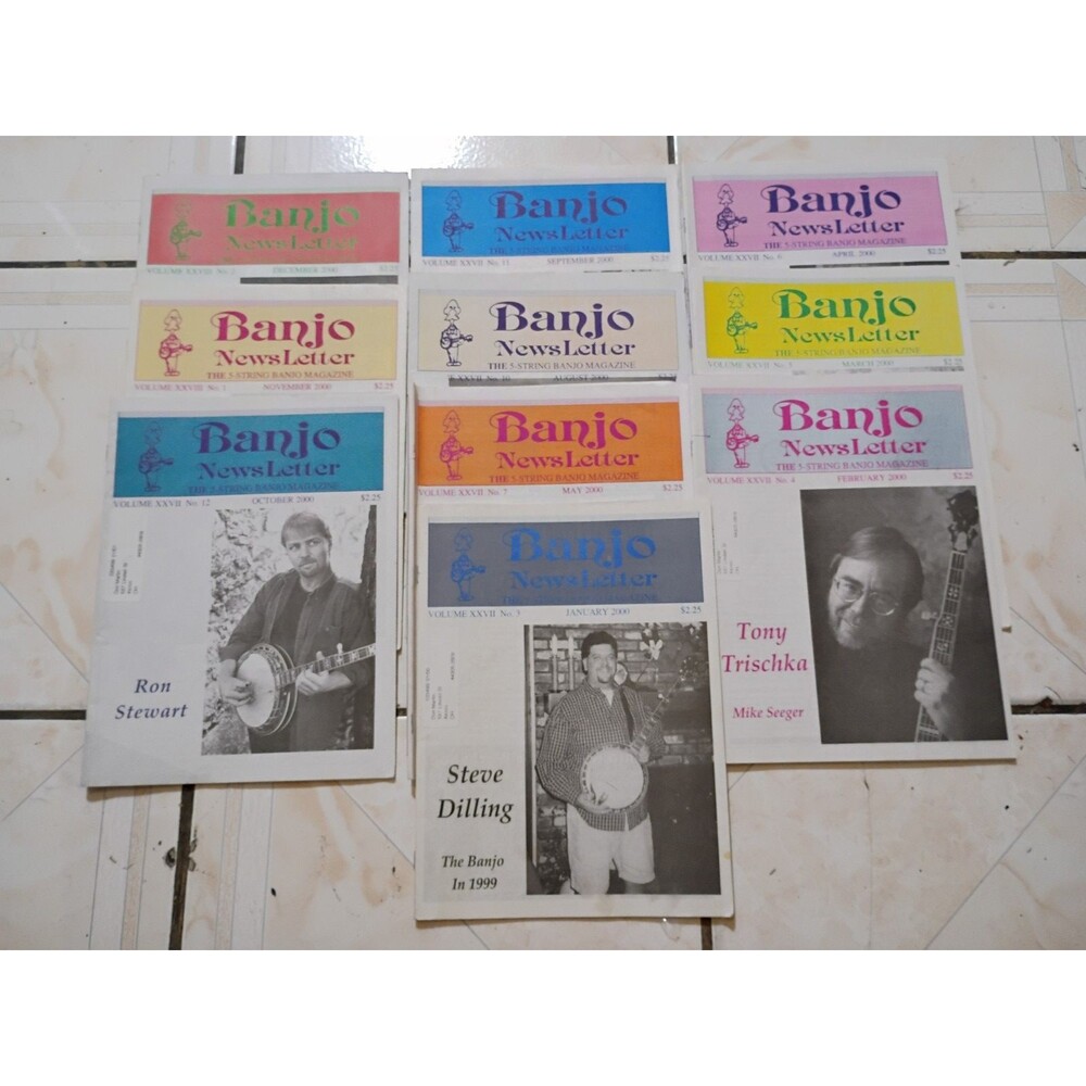 2000 Lot of 10 Banjo Newsletter (Missing June/July) 5-String Vintage Magazine